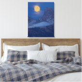 Full Moon Rising Grand Teton Driggs, Idaho Canvas Afdruk (Insitu (Slaapkamer))