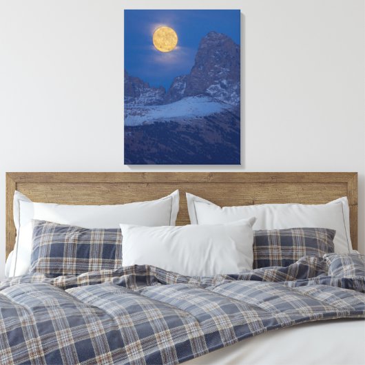 Full Moon Rising Grand Teton Driggs, Idaho Canvas Afdruk (Insitu (Slaapkamer))