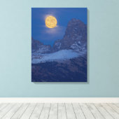 Full Moon Rising Grand Teton Driggs, Idaho Canvas Afdruk (Insitu (Houten vloer))