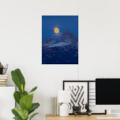 Full Moon Rising Grand Teton Driggs, Idaho Poster (Thuiskantoor)
