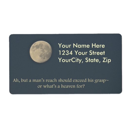 Full Moon Robert Browning Quote Etiket (Voorkant)
