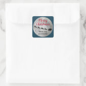 Full Moon Santa Sleigh Design Sticker Label (Tas)