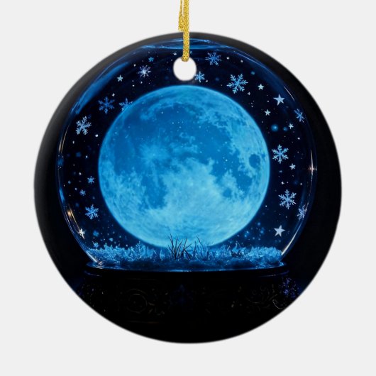 Full Moon Snow Globe Mystical Magical Keramisch Ornament (Achterkant)