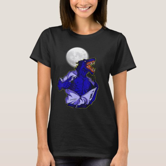 Full moon transforms wild wolf scary jungle world t-shirt (Voorkant)