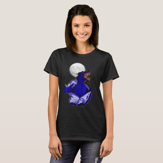 Full moon transforms wild wolf scary jungle world t-shirt (Voorkant volledig)
