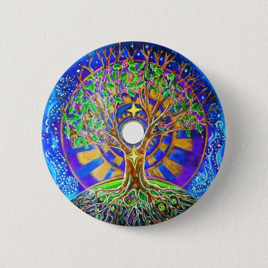 Full Moon Tree of Life Mandala Button (Voorkant)