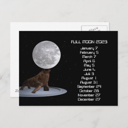 Full Moon Walrus Calendar 2023 Briefkaart (Voorkant / Achterkant)