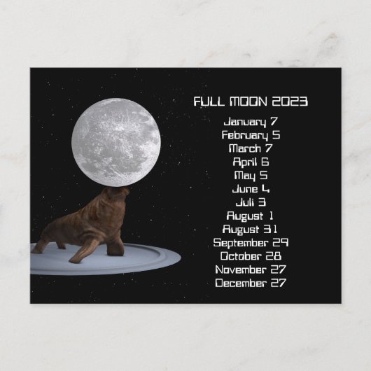 Full Moon Walrus Calendar 2023 Briefkaart (Voorkant)
