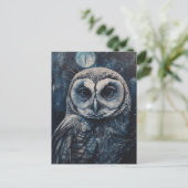Full Moon Winter Snow Owl  Briefkaart (Staand voorkant)