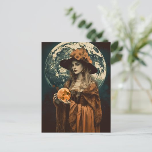 Full Moon Witch Briefkaart (Staand voorkant)