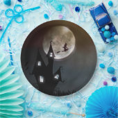 Full Moon Witch Halloween Papieren Bordje (Feest)