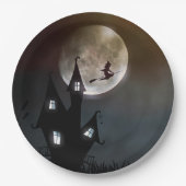 Full Moon Witch Halloween Papieren Bordje (Voorkant)