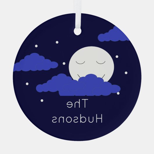 Full Moon with Clouds and Stars Glas Ornament (Achterkant)