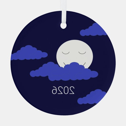 Full Moon with Clouds Glas Ornament (Achterkant)