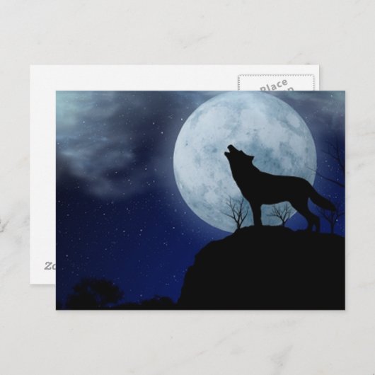 Full Moon Wolf Briefkaart (Voorkant / Achterkant)