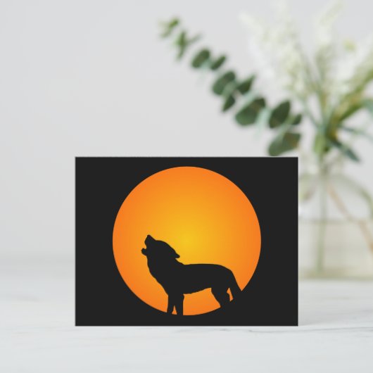 Full Moon Wolf Briefkaart (Staand voorkant)