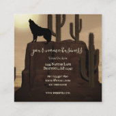 Full Moon Wolf Howling Desert Cactus Vierkante Visitekaartje (Achterkant)