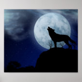 Full Moon Wolf Poster (Voorkant)