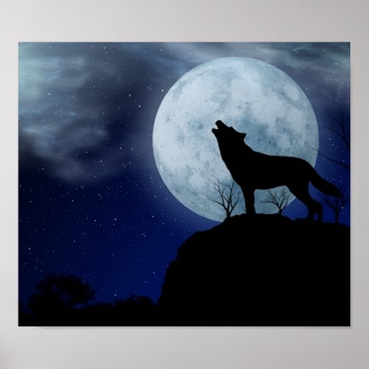 Full Moon Wolf Poster (Voorkant)