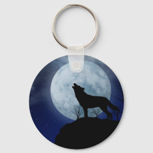 Full Moon Wolf Sleutelhanger