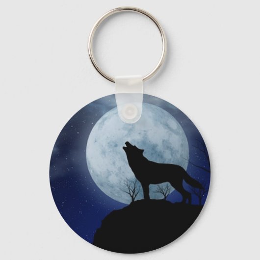 Full Moon Wolf Sleutelhanger (Voorkant)