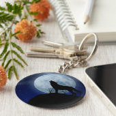 Full Moon Wolf Sleutelhanger (Zijkant)