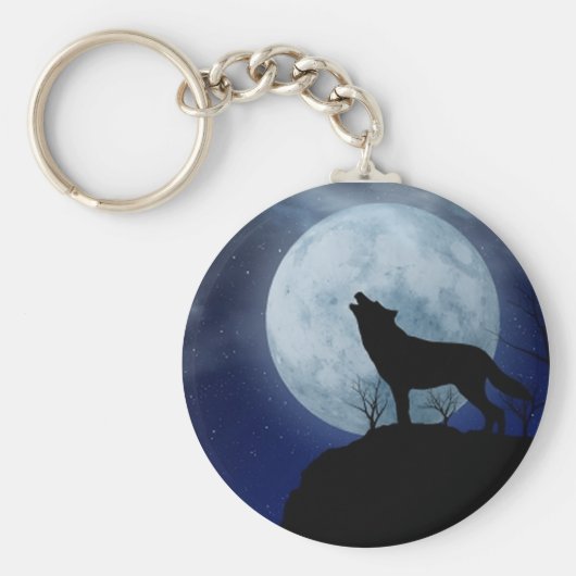 Full Moon Wolf Sleutelhanger (Voorkant)