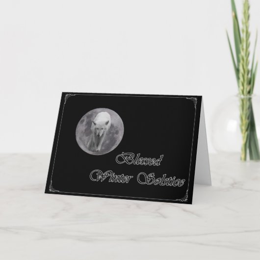 Full Moon Wolf Yule-kaart Feestdagen Kaart (Voorkant)