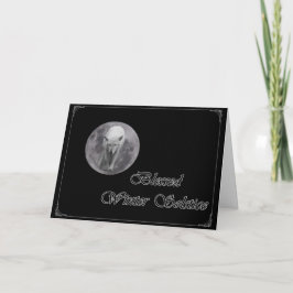 Full Moon Wolf Yule-kaart Feestdagen Kaart