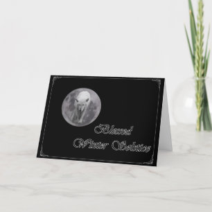 Full Moon Wolf Yule-kaart Feestdagen Kaart