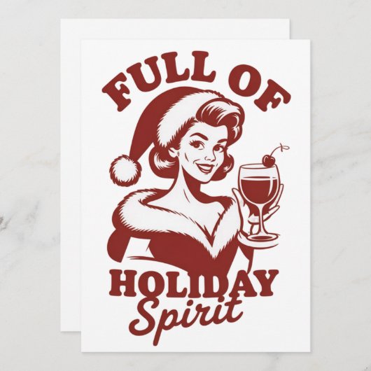 Full Of Holiday Spirit Wine Snarky Christmas Xmas Feestdagenkaart (Voorkant / Achterkant)