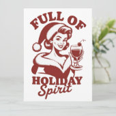 Full Of Holiday Spirit Wine Snarky Christmas Xmas Feestdagenkaart (Staand voorkant)
