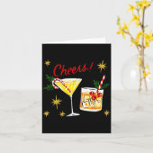 Full Of Holiday Srit Cheers Martini Christmas Drin Kaart (Gele Bloem)