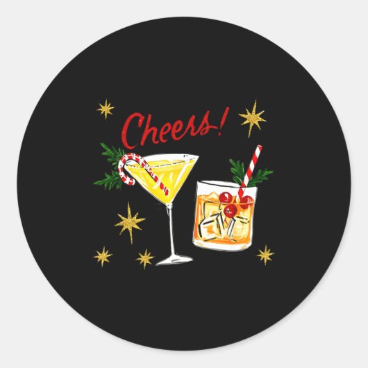 Full Of Holiday Srit Cheers Martini Christmas Drin Ronde Sticker (Voorkant)