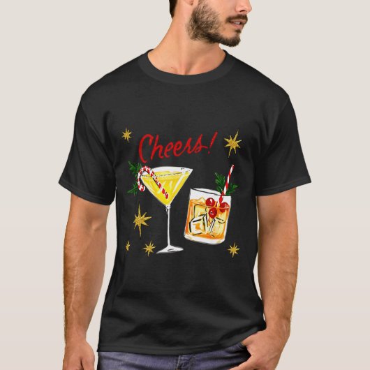 Full Of Holiday Srit Cheers Martini Christmas Drin T-shirt (Voorkant)