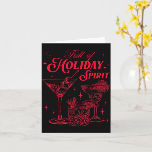 Full Of Holiday Srit Christmas Drinking Retro Tail Kaart (Gele Bloem)