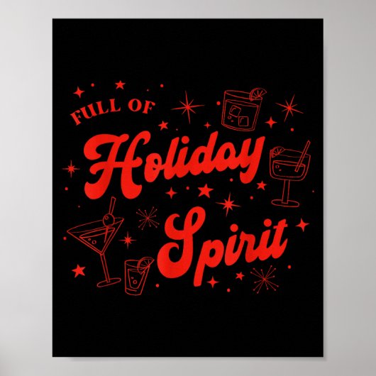 Full Of Holiday Srit Christmas Drinking Retro Tail Poster (Voorkant)