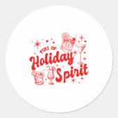 Full Of Holiday Srit Christmas Drinking Retro Tail Ronde Sticker (Voorkant)