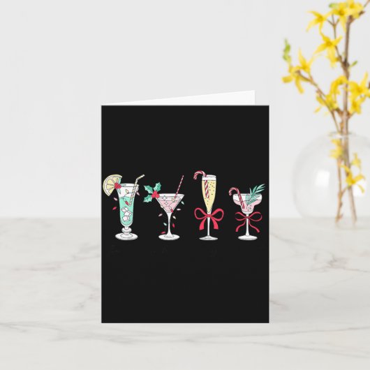 Full Of Holiday Srit Christmas Drinks Martini Tail Kaart (Gele Bloem)