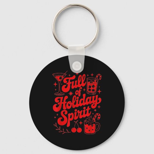Full Of Holiday Srit Funny Christmas Drinking Retr Sleutelhanger (Voorkant)