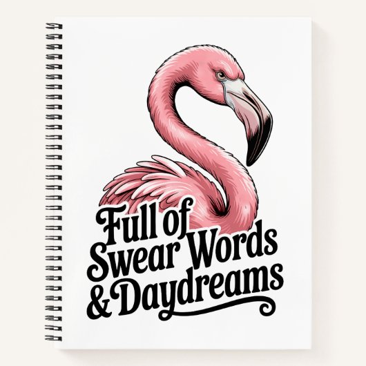 Full of Swear Words and Daydreams Funny Flamingo Notitieboek (Voorkant)