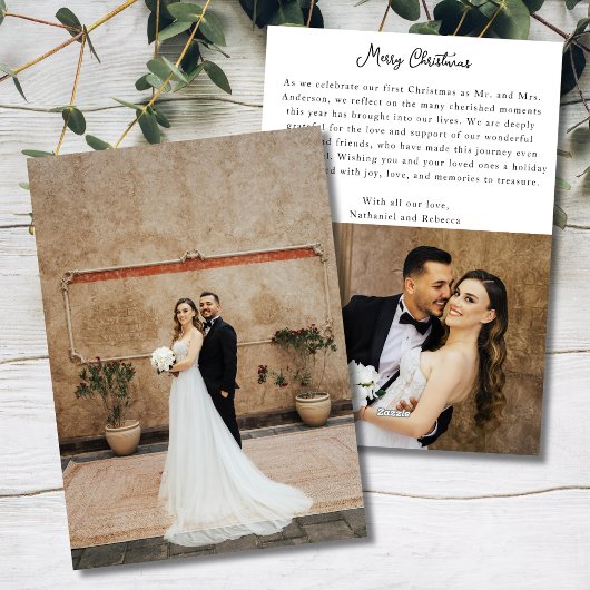 Full Page Two Photo Newlywed Merry Christmas Card Feestdagenkaart