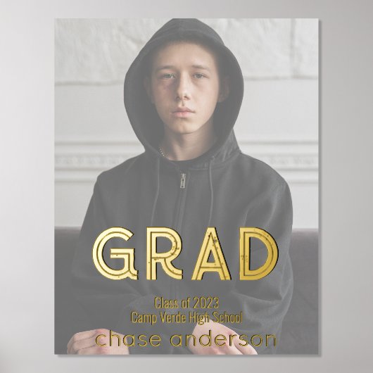 Full Photo Afstudeerder Grunge Typografie Folie Afdrukken (Voorkant)