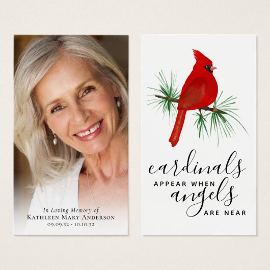 Full Photo Cardinaal Memorial Kaart (Voorkant /achterkant)