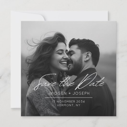 Full Photo Chic Flat Wedding Save The Date Card (Voorkant)
