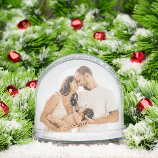 Full Photo Custom Christmas Greetings Elegant Sneeuwbol (Kerstmis)