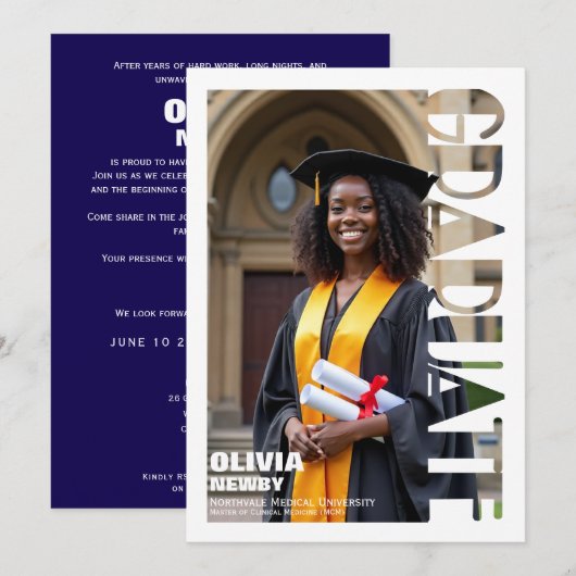 🎓Full‑Photo Graduation Party Kaart (Voorkant / Achterkant)