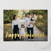 Full Photo Hanukkah in penseelscript Folie Feestdagenkaart (Voorkant)