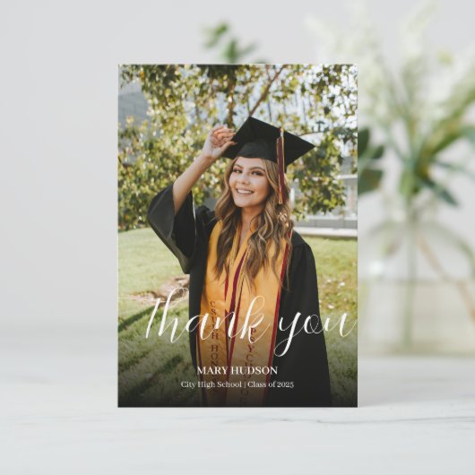 Full photo High School Graduation Bedankkaart (Staand voorkant)