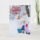 Full Photo Merry-kerstbedekking met rood script Feestdagen Kaart (Voorkant)